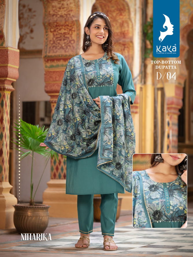 Niharika By Kaya Roman Silk Readymade Suits Catalog